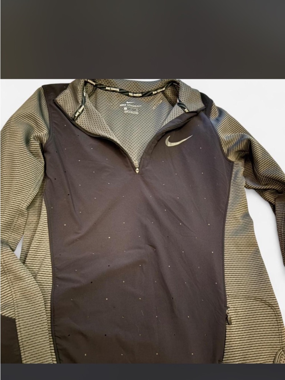 Nike Black and Gray Aeroreact Running Quarterzip Jacket Top